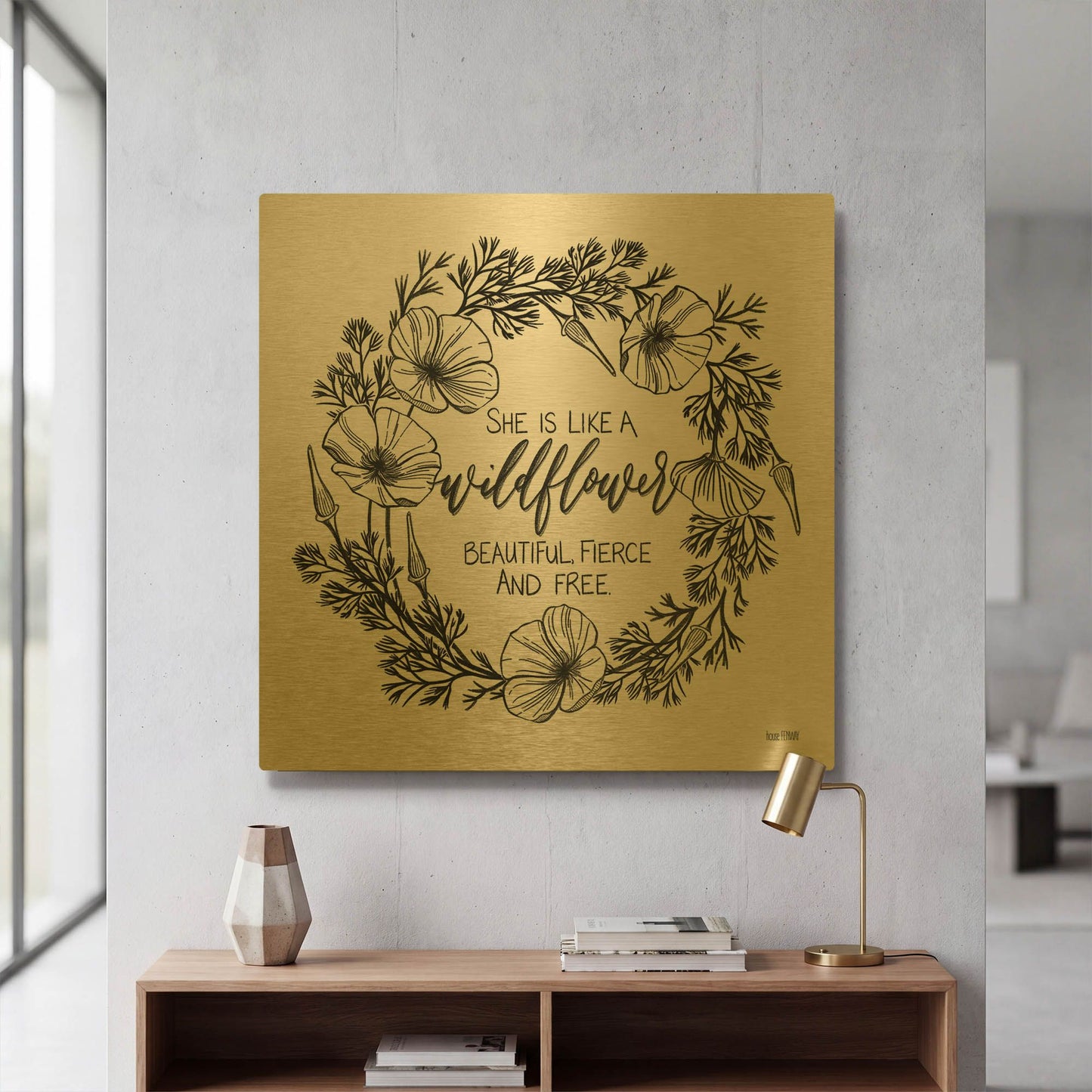 'She is Like a Wildflower' By House Fenway Gold Metal Wall Art