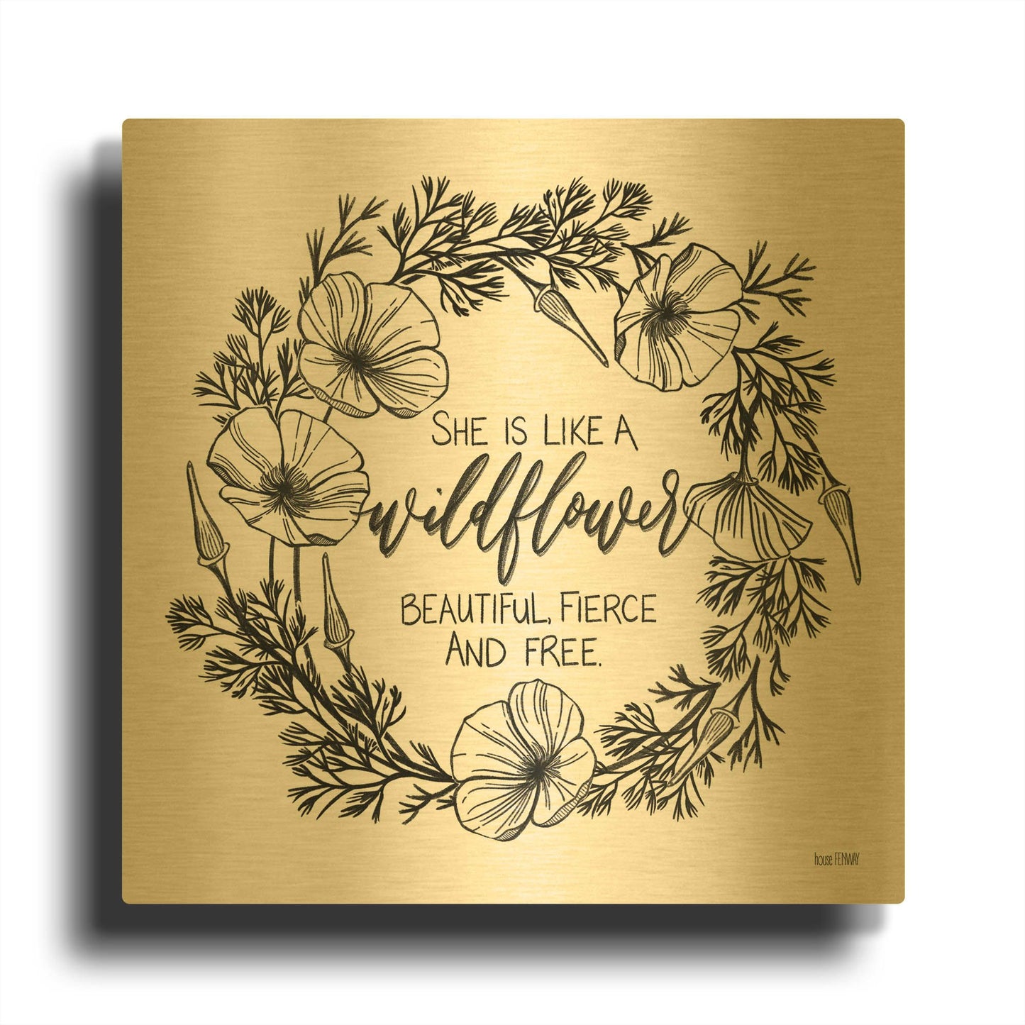 'She is Like a Wildflower' By House Fenway Gold Metal Wall Art