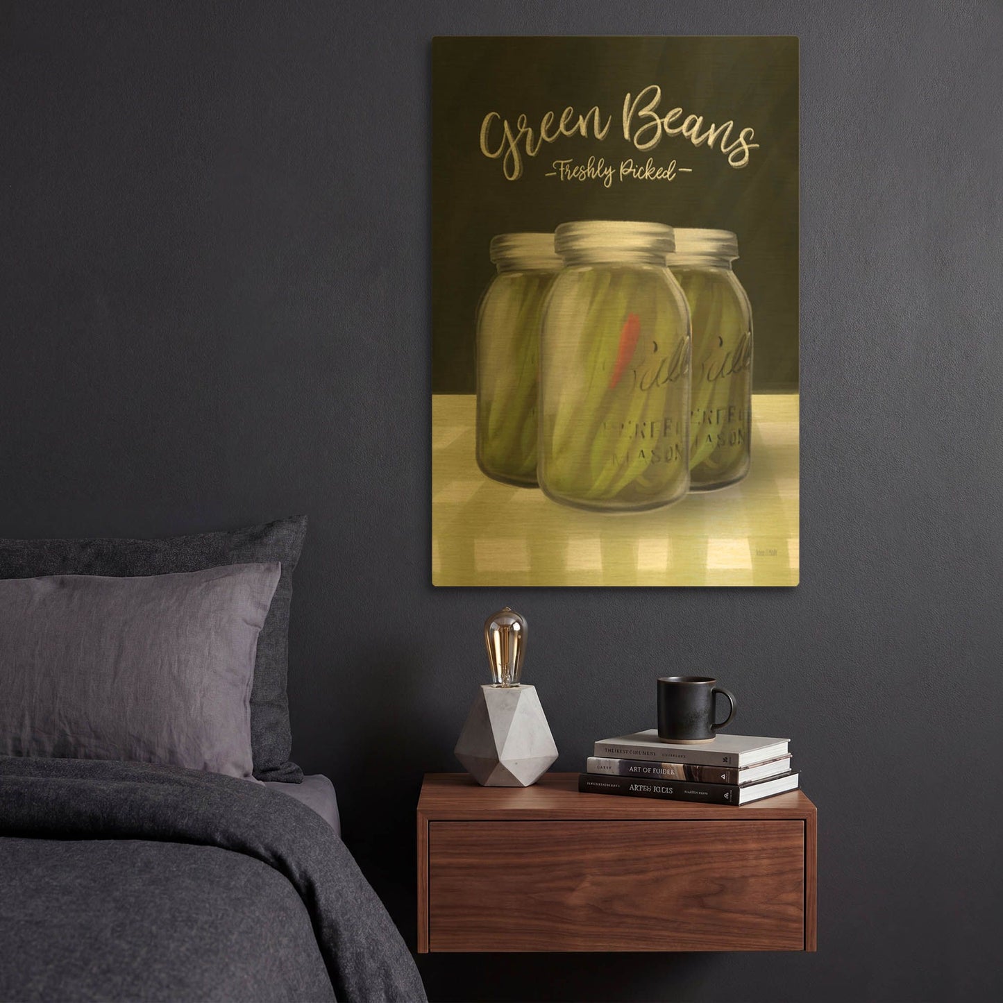 'Farm Fresh Green Beans' By House Fenway Gold Metal Wall Art