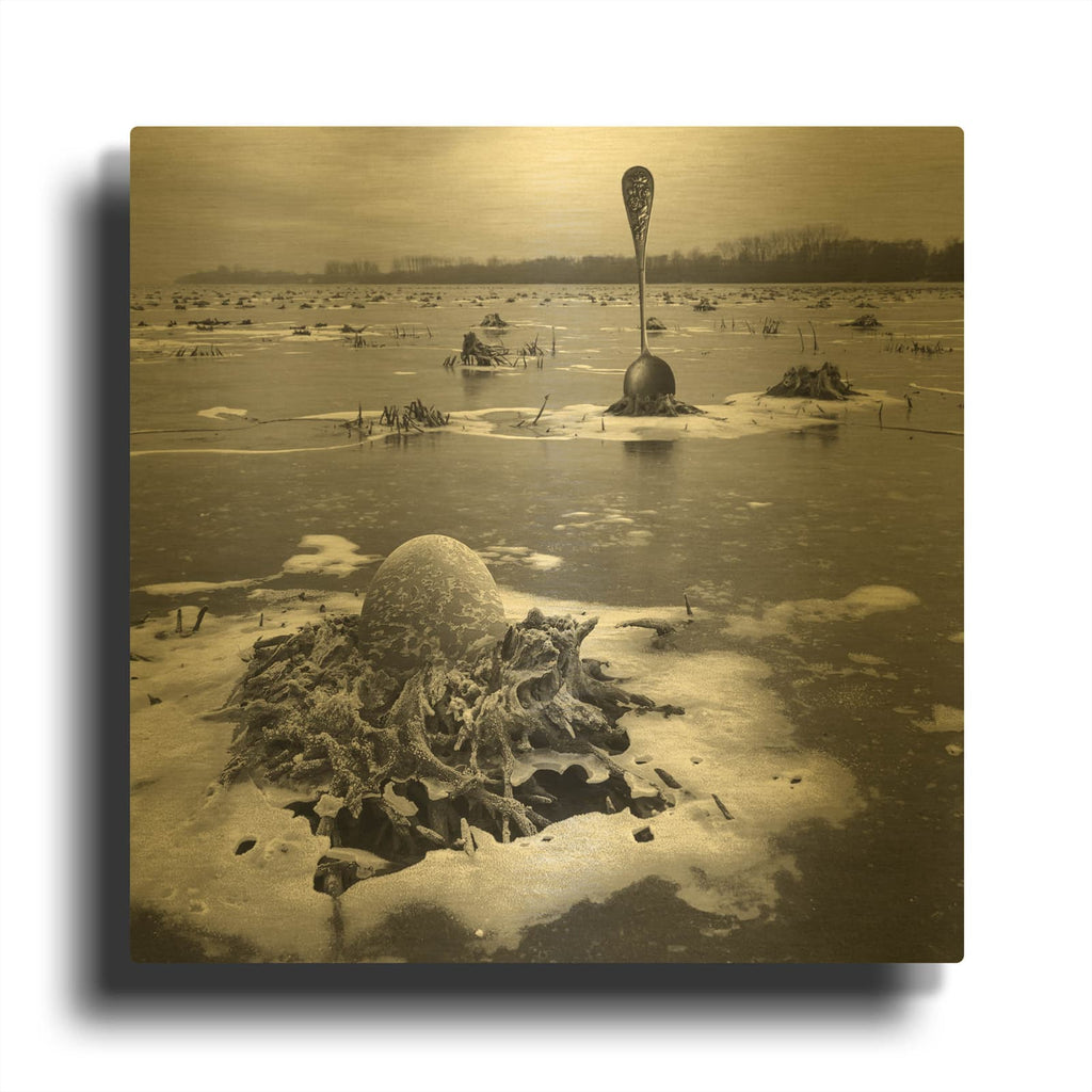 'Frozen Breakfast' By Dariusz Klimczak Gold Metal Wall Art