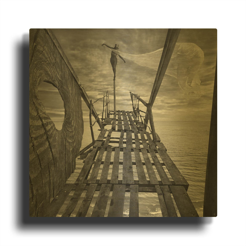'Black Bridge' By Dariusz Klimczak Gold Metal Wall Art