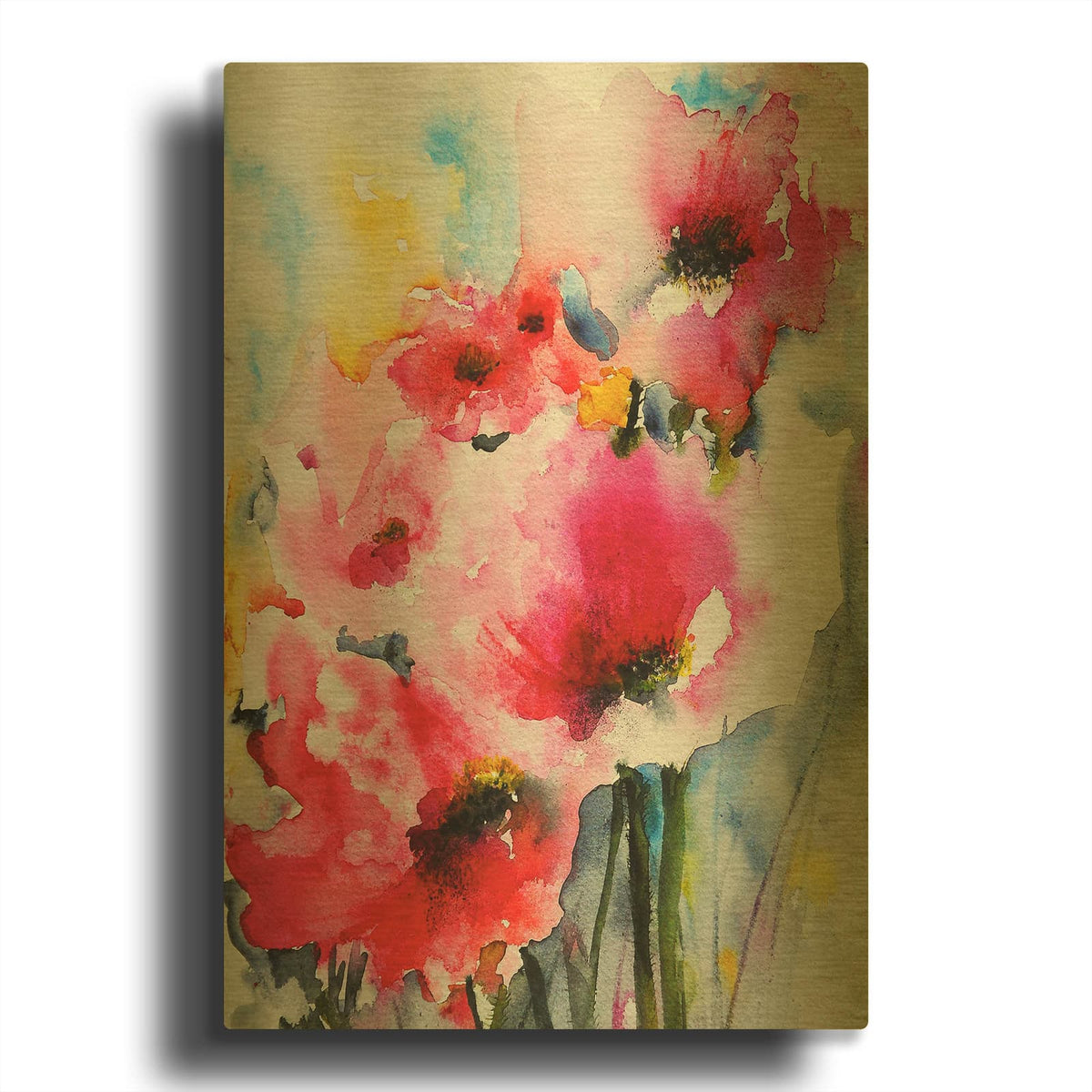 'Summer Poppies II' By Karin J Gold Metal Wall Art