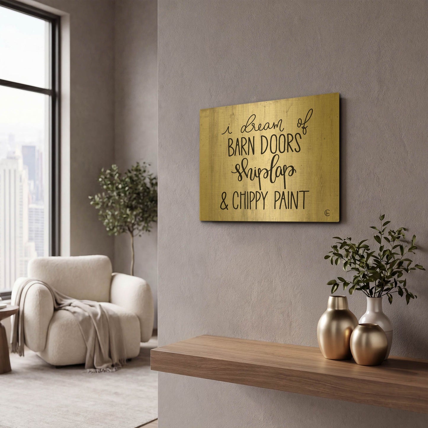 'Farmhouse Dreams' By Fearfully Made Gold Metal Wall Art