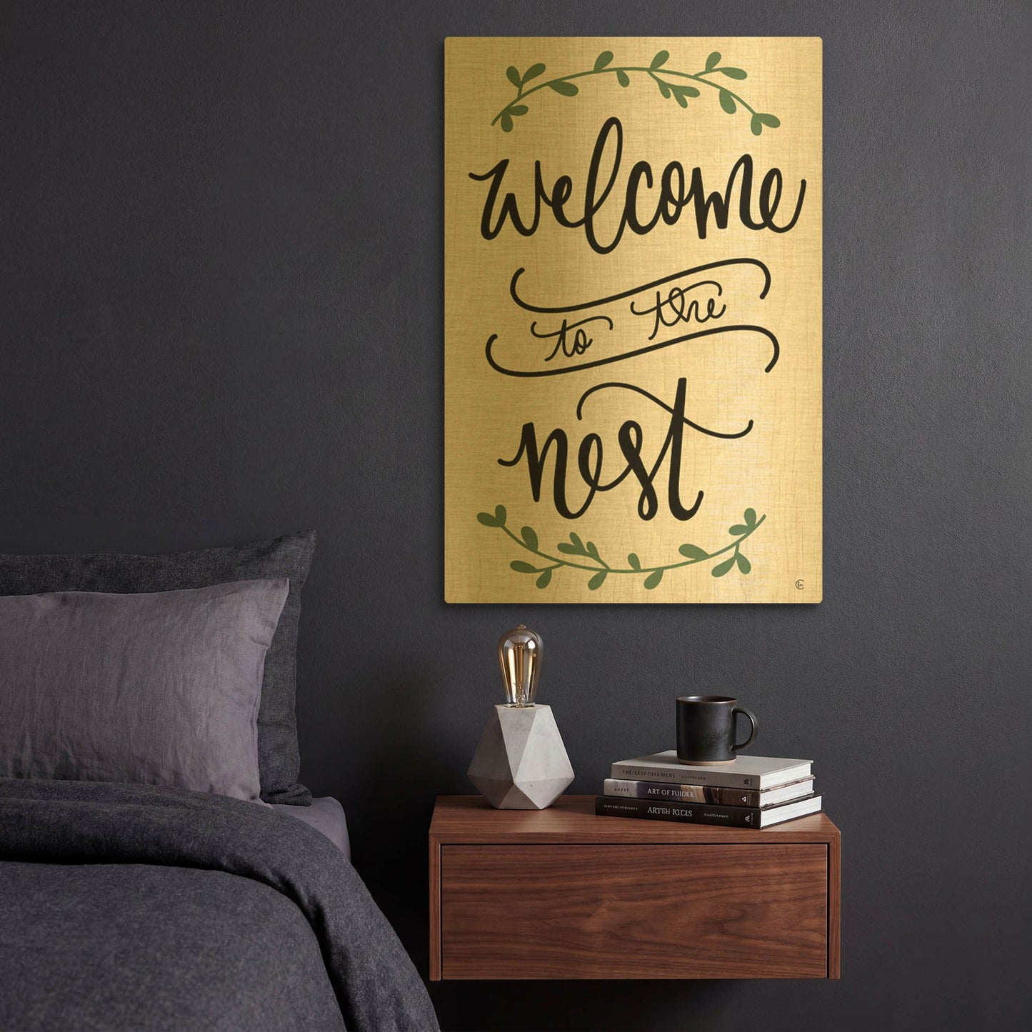 'Welcome to the Nest' By Fearfully Made Gold Metal Wall Art