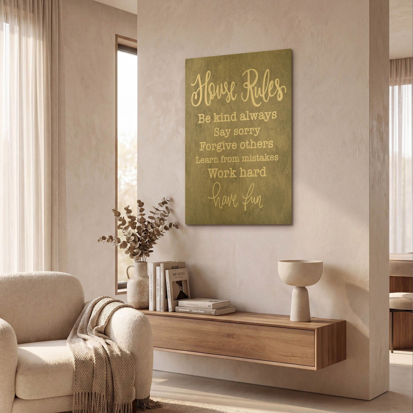 'House Rules' By Fearfully Made Gold Metal Wall Art