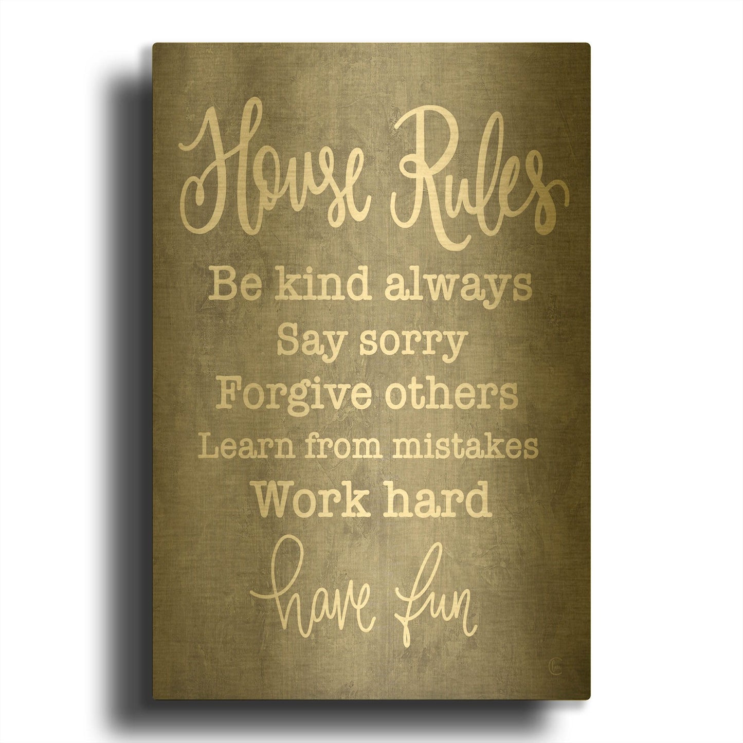 'House Rules' By Fearfully Made Gold Metal Wall Art