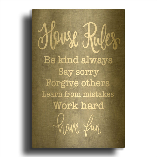 'House Rules' By Fearfully Made Gold Metal Wall Art