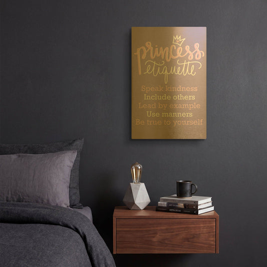 'Princess Etiquette' By Fearfully Made Gold Metal Wall Art