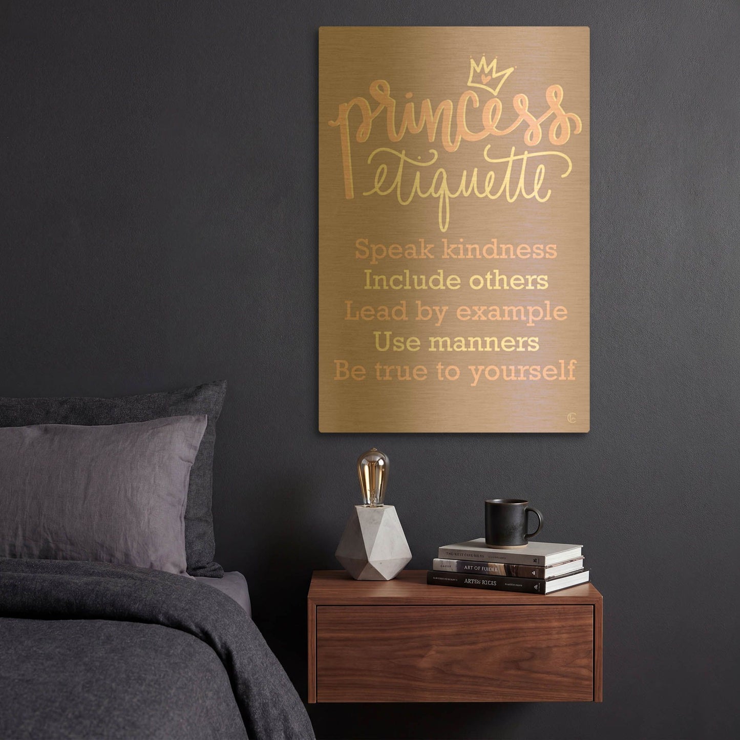 'Princess Etiquette' By Fearfully Made Gold Metal Wall Art