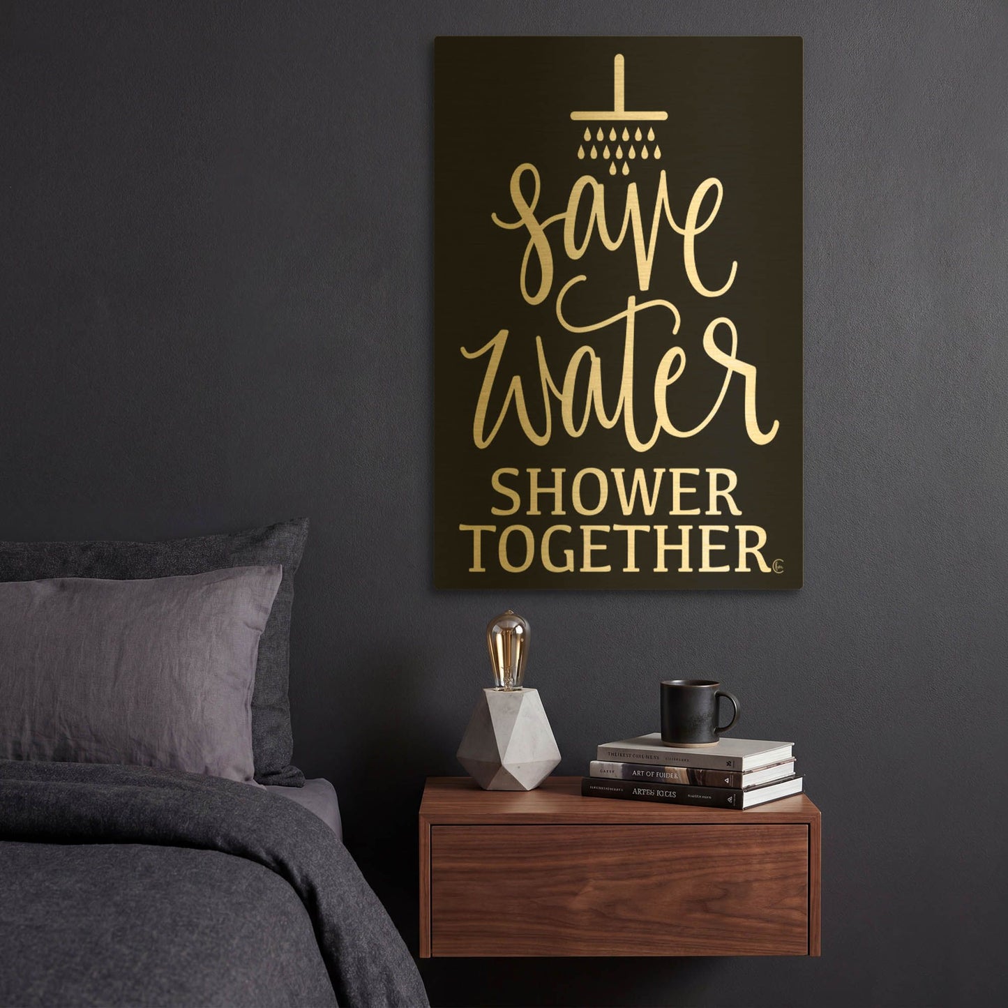 'Shower Together' By Fearfully Made Gold Metal Wall Art