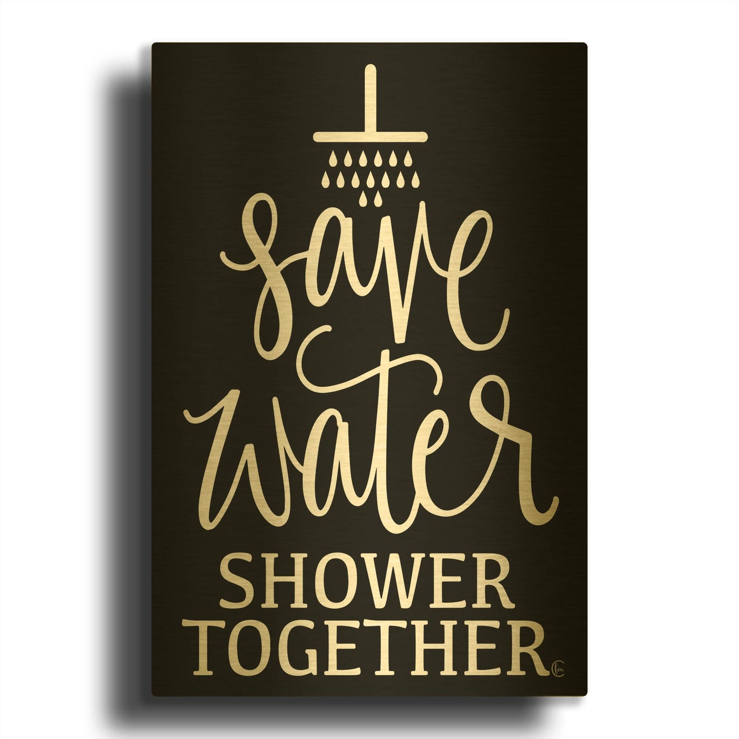 'Shower Together' By Fearfully Made Gold Metal Wall Art