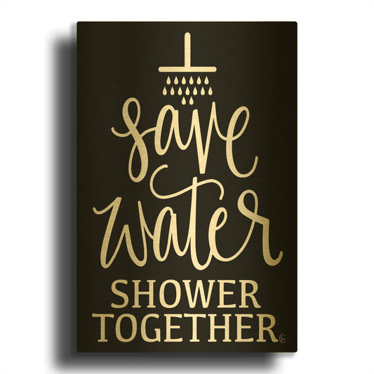 'Shower Together' By Fearfully Made Gold Metal Wall Art