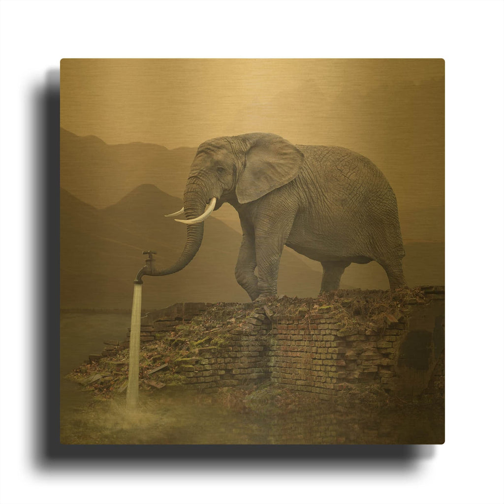 'Hydrant' By Dariusz Klimczak Gold Metal Wall Art