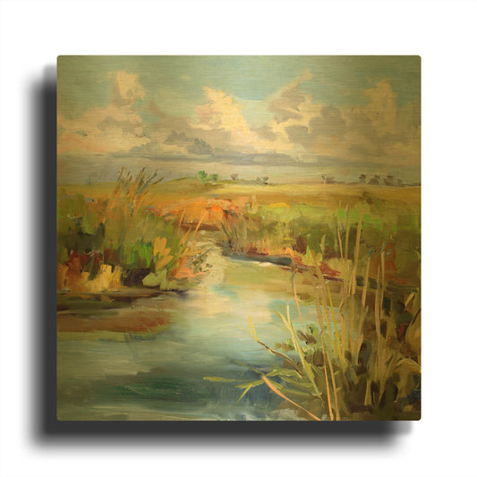 'Afternoon Skies' By Carol Hallock Gold Metal Wall Art