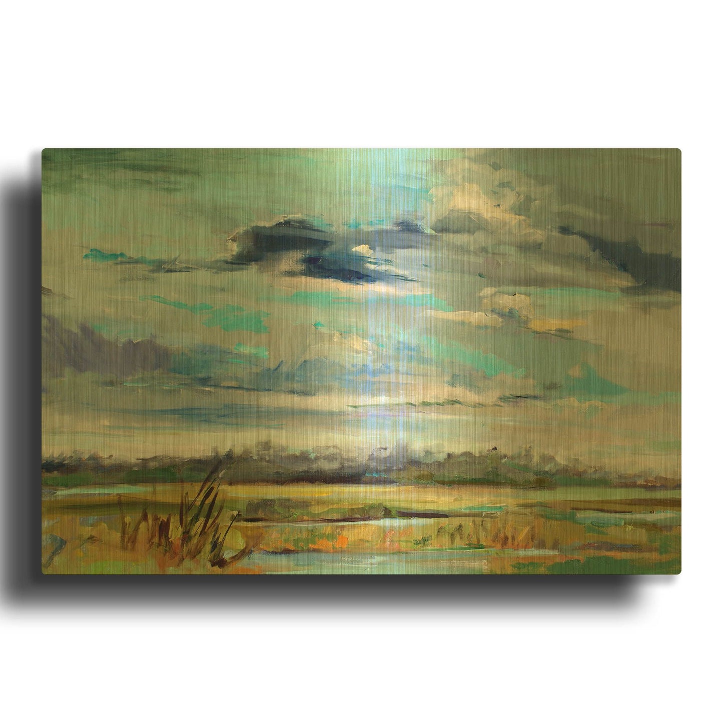 'Marsh Skies' By Carol Hallock Gold Metal Wall Art