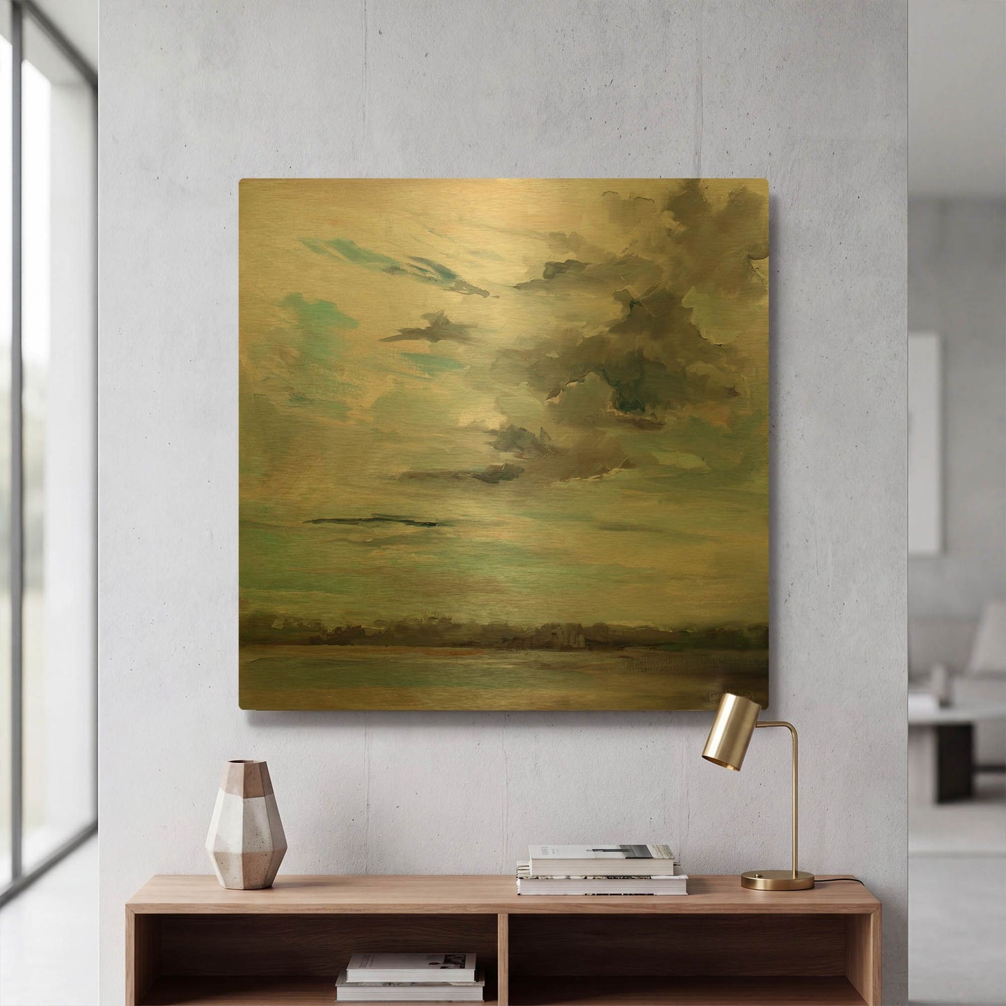 'Cloudy Days Don' By Carol Hallock Gold Metal Wall Art