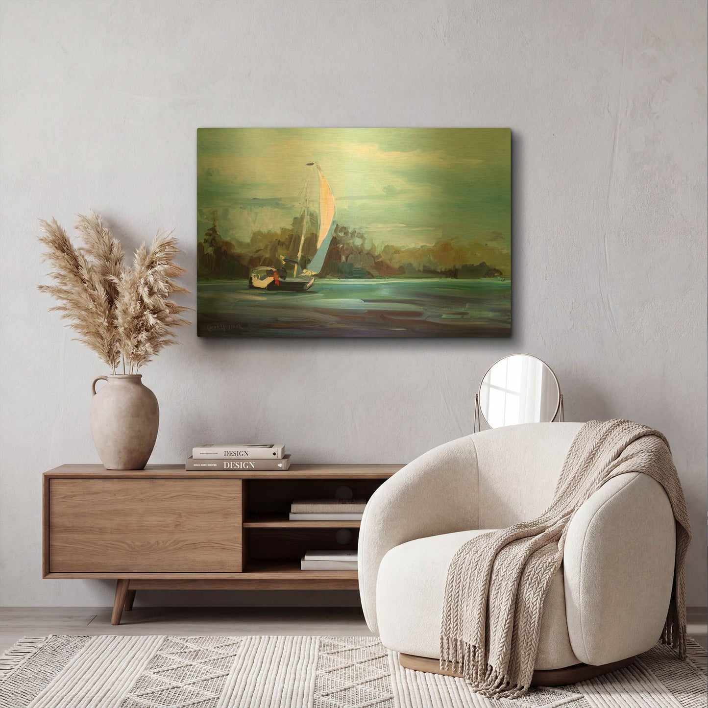 'Sailboat' By Carol Hallock Gold Metal Wall Art