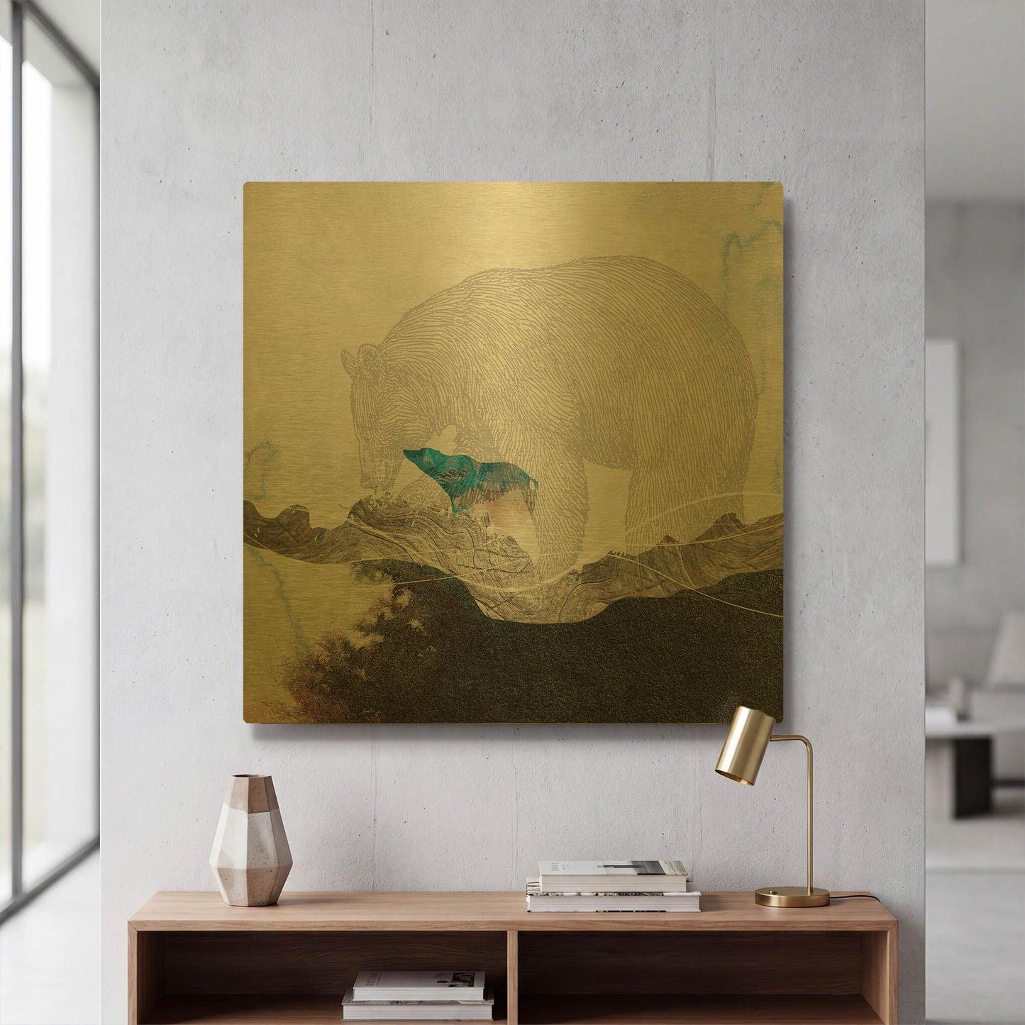 'Bear 2' By Louis Duncan Gold Metal Wall Art