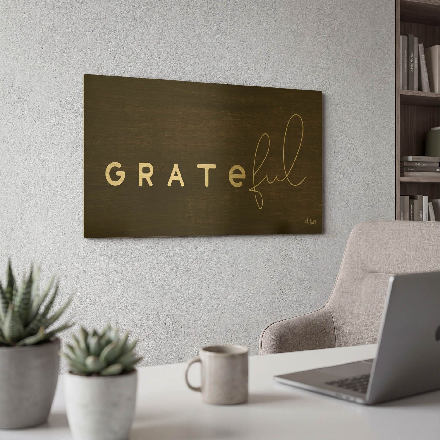 'Grateful' By Jaxn Blvd Gold Metal Wall Art