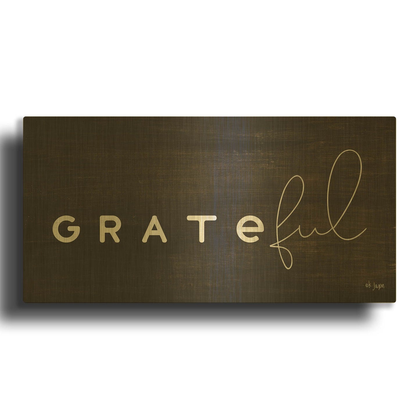 'Grateful' By Jaxn Blvd Gold Metal Wall Art
