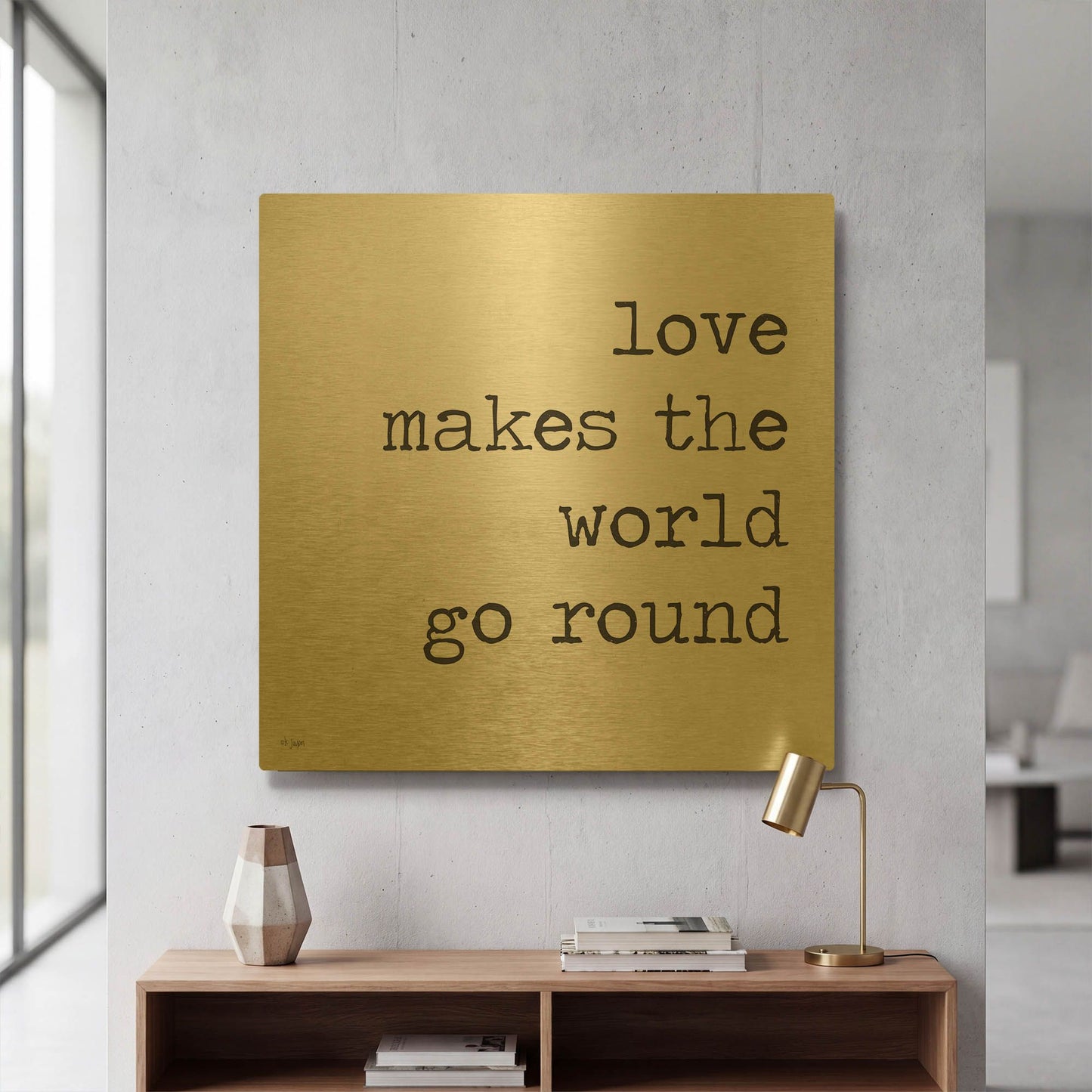 'Love Makes the World Go Round' By Jaxn Blvd Gold Metal Wall Art