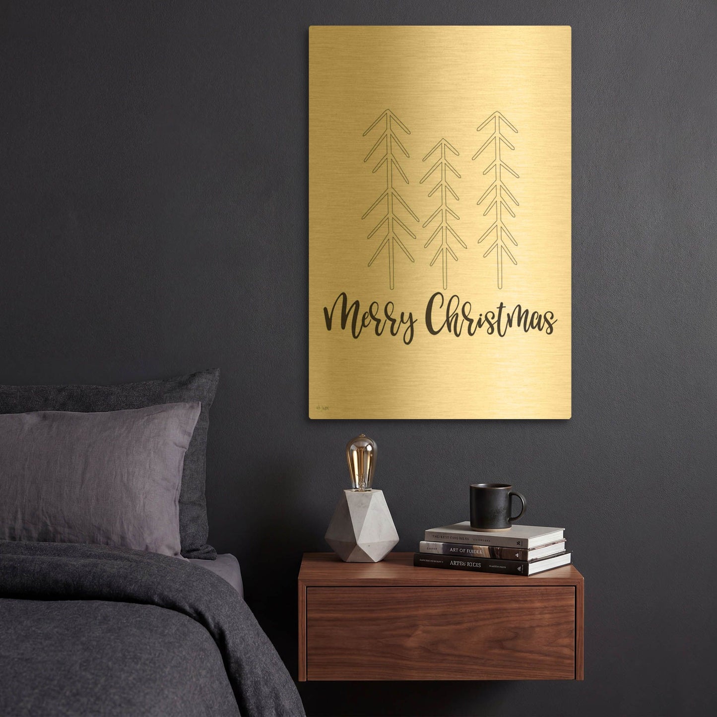 'Merry Christmas' By Jaxn Blvd Gold Metal Wall Art