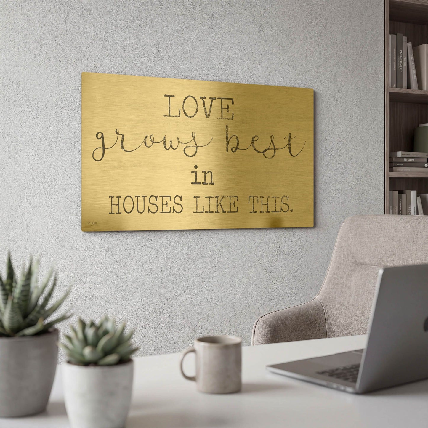 'Love Grows Best' By Jaxn Blvd Gold Metal Wall Art