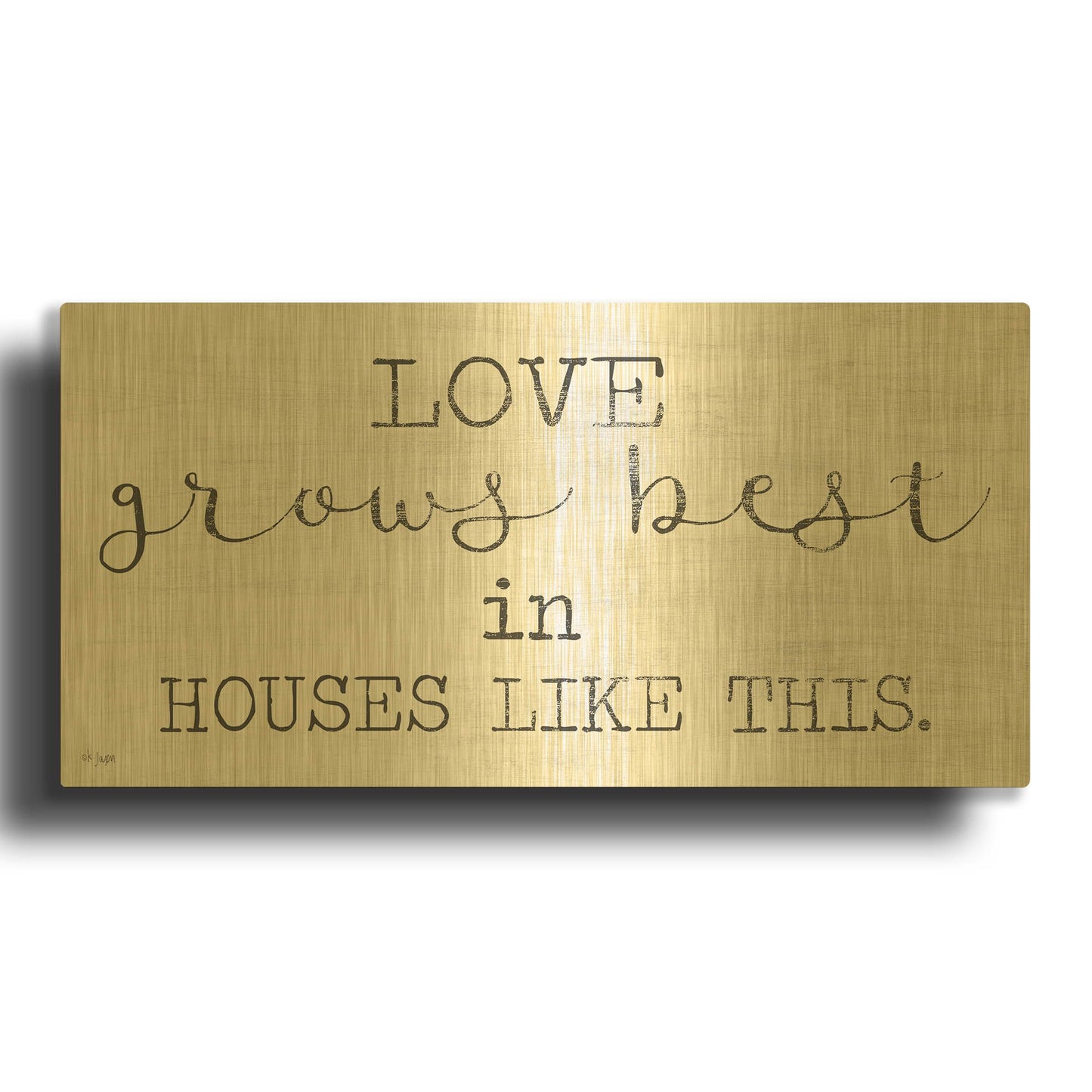 'Love Grows Best' By Jaxn Blvd Gold Metal Wall Art