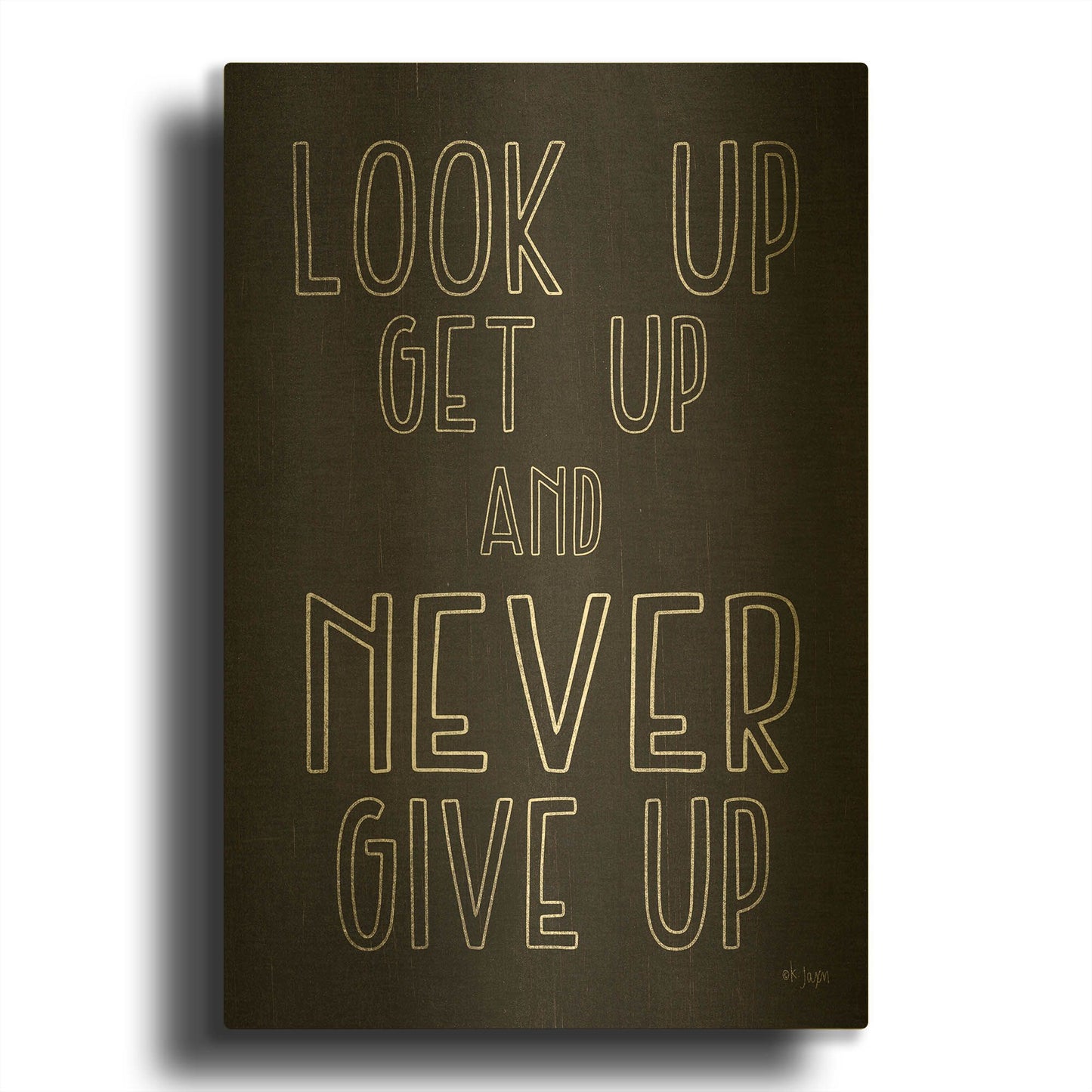 'Never Give Up' By Jaxn Blvd Gold Metal Wall Art