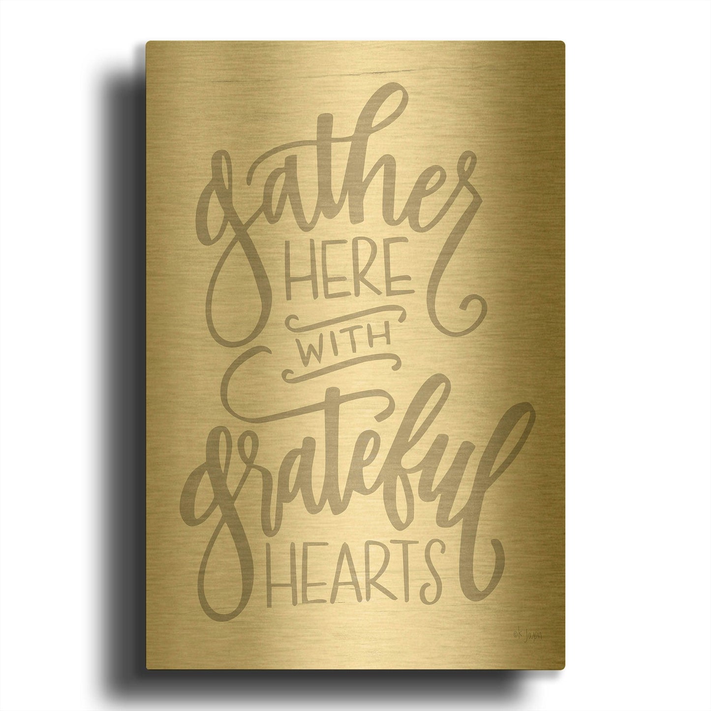 'Gather Here' By Jaxn Blvd Gold Metal Wall Art