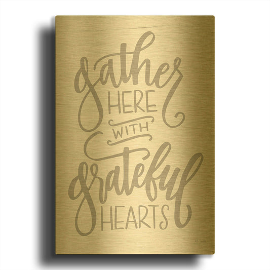 'Gather Here' By Jaxn Blvd Gold Metal Wall Art