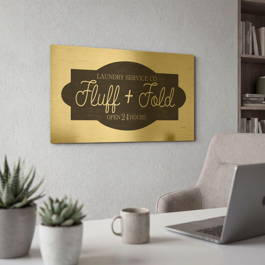 'Fluff & Fold' By Jaxn Blvd Gold Metal Wall Art