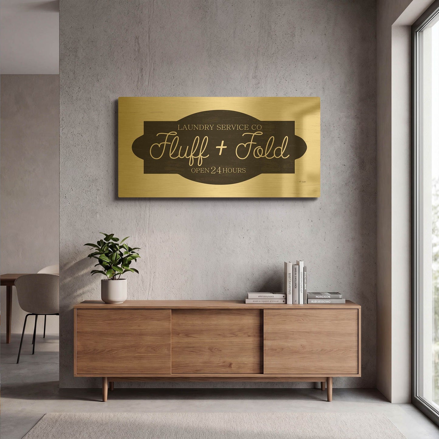 'Fluff & Fold' By Jaxn Blvd Gold Metal Wall Art