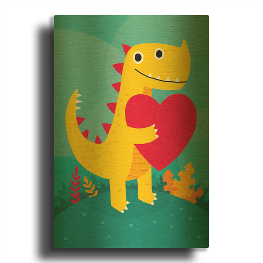 'Dino Love' By Michael Buxton Gold Metal Wall Art