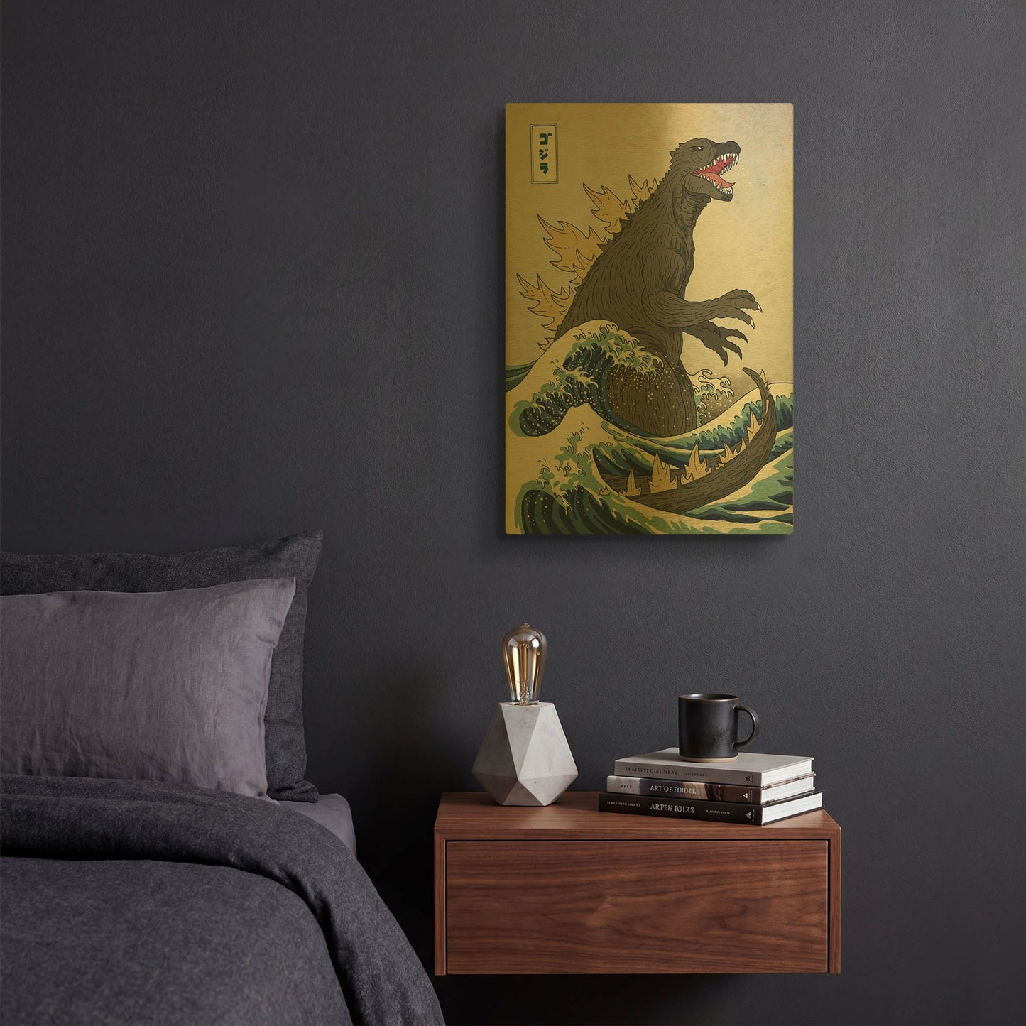 'The Great Monster off Kanagawa' By Michael Buxton Gold Metal Wall Art