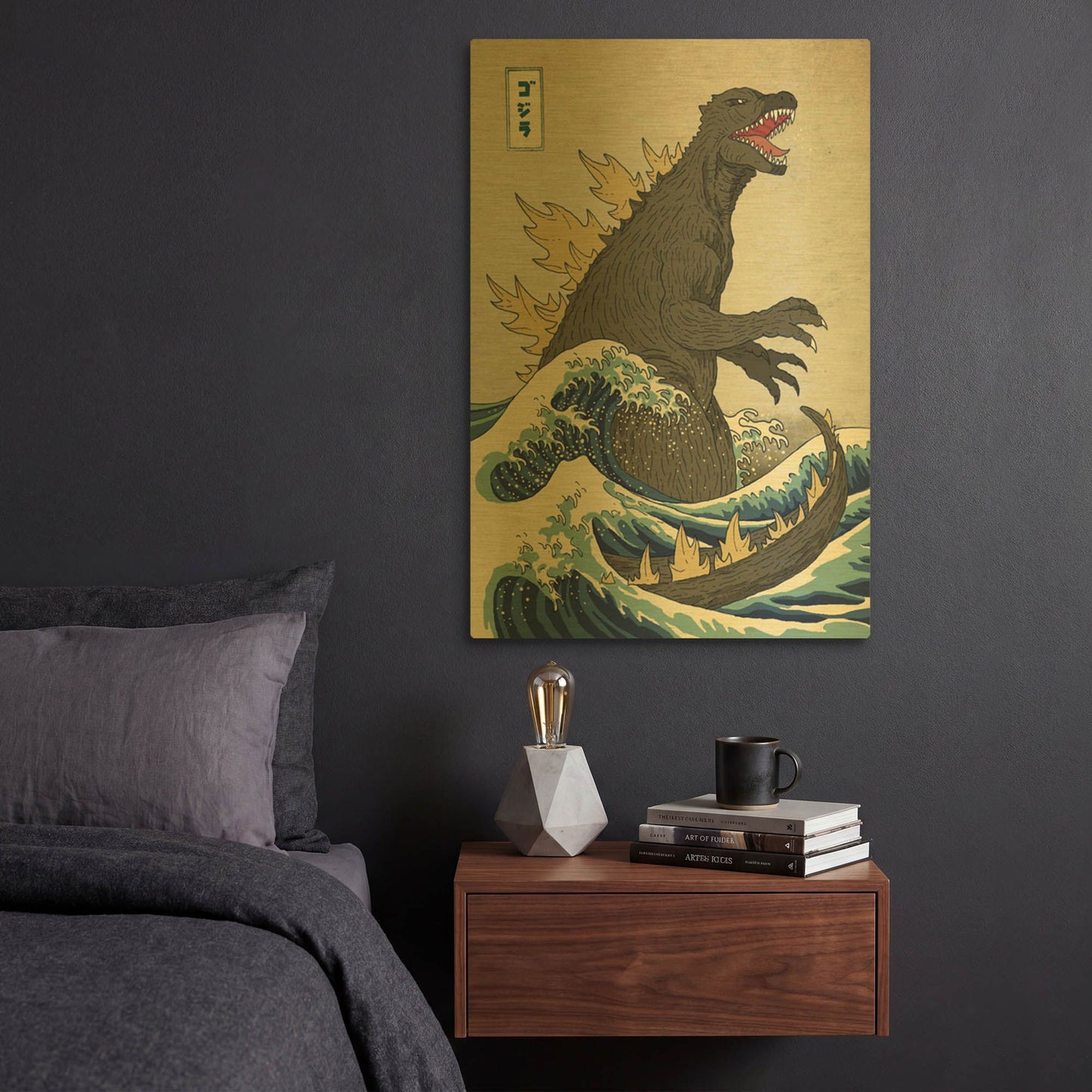 'The Great Monster off Kanagawa' By Michael Buxton Gold Metal Wall Art