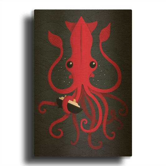 'Kraken Attaken' By Michael Buxton Gold Metal Wall Art