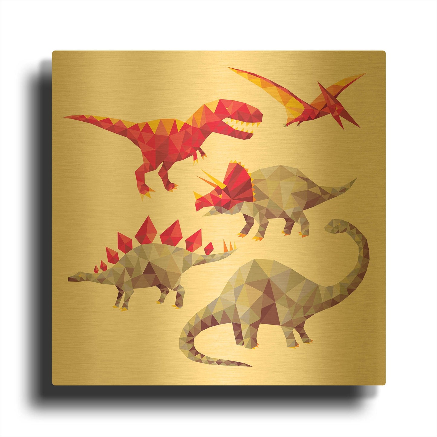 'Geo Saurs' By Michael Buxton Gold Metal Wall Art