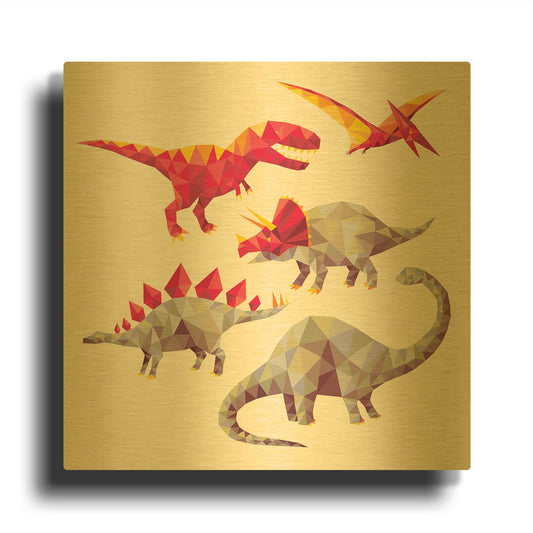 'Geo Saurs' By Michael Buxton Gold Metal Wall Art
