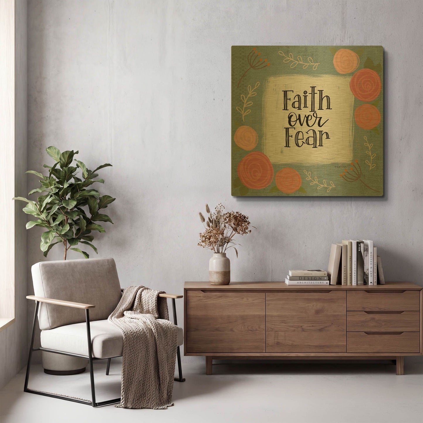 'Faith Over Fear' By Lisa Larson Gold Metal Wall Art