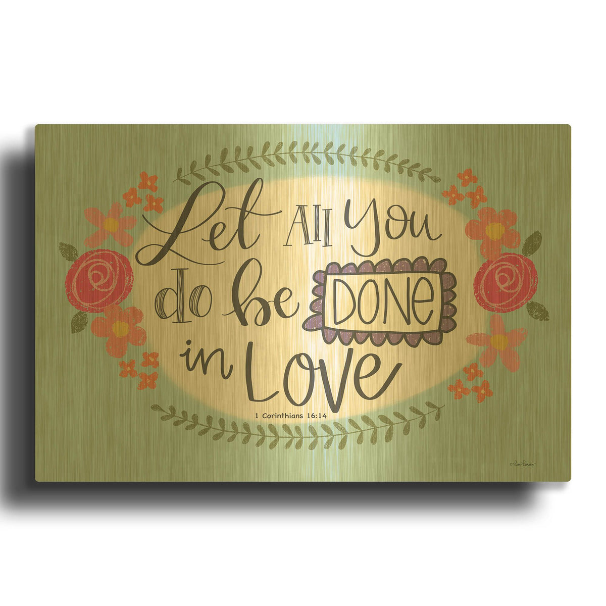 'Let All You Do' By Lisa Larson Gold Metal Wall Art