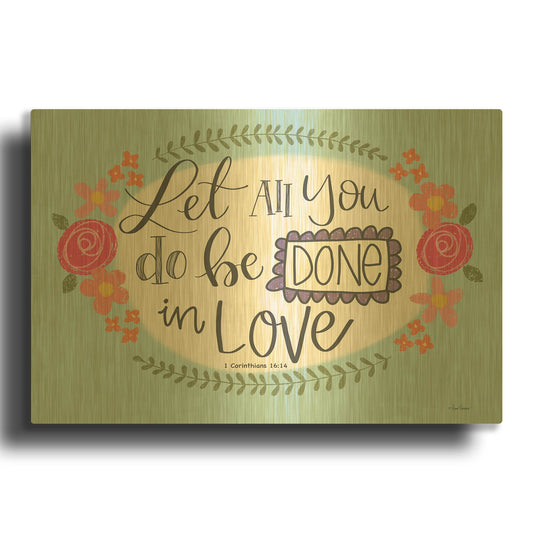 'Let All You Do' By Lisa Larson Gold Metal Wall Art
