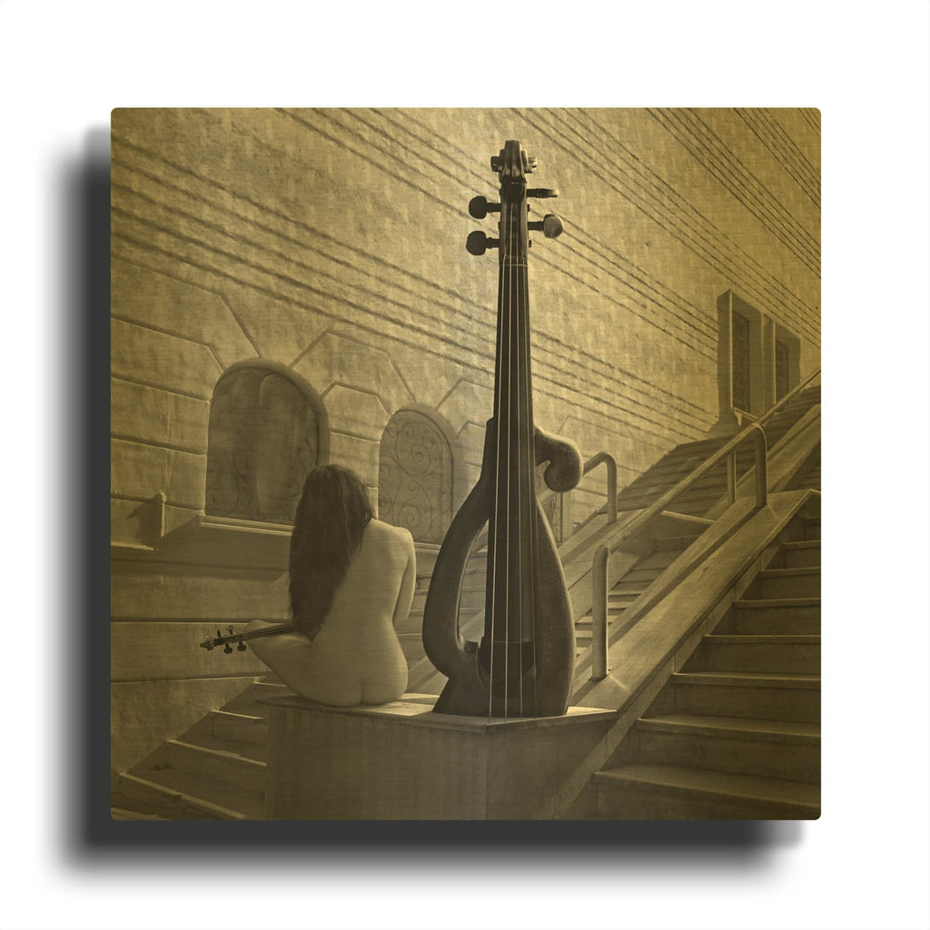 'Violinist' By Dariusz Klimczak Gold Metal Wall Art