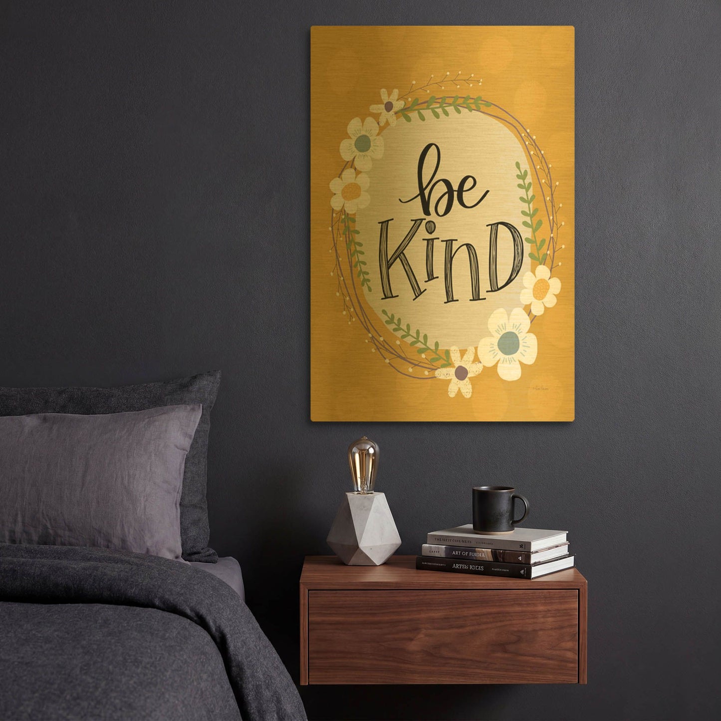 'Be Kind' By Lisa Larson Gold Metal Wall Art