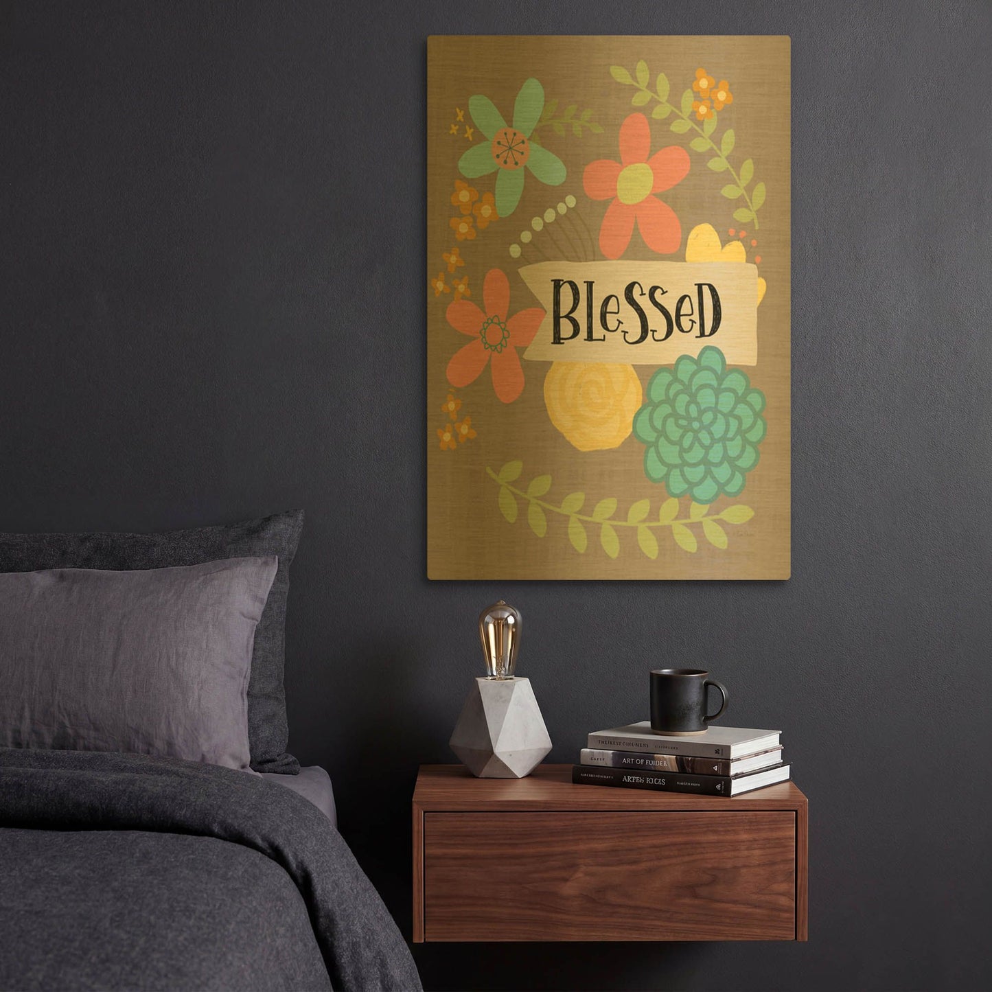 'Blessed' By Lisa Larson Gold Metal Wall Art