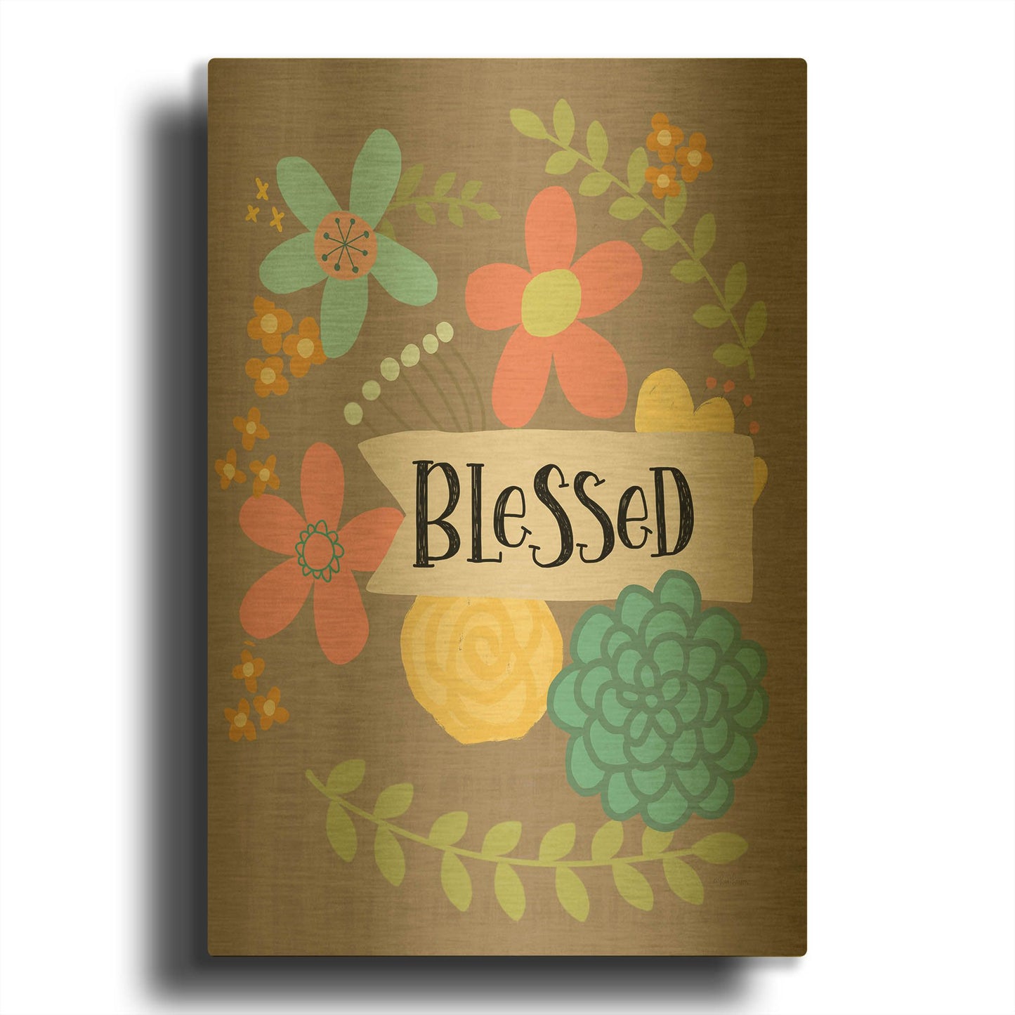 'Blessed' By Lisa Larson Gold Metal Wall Art
