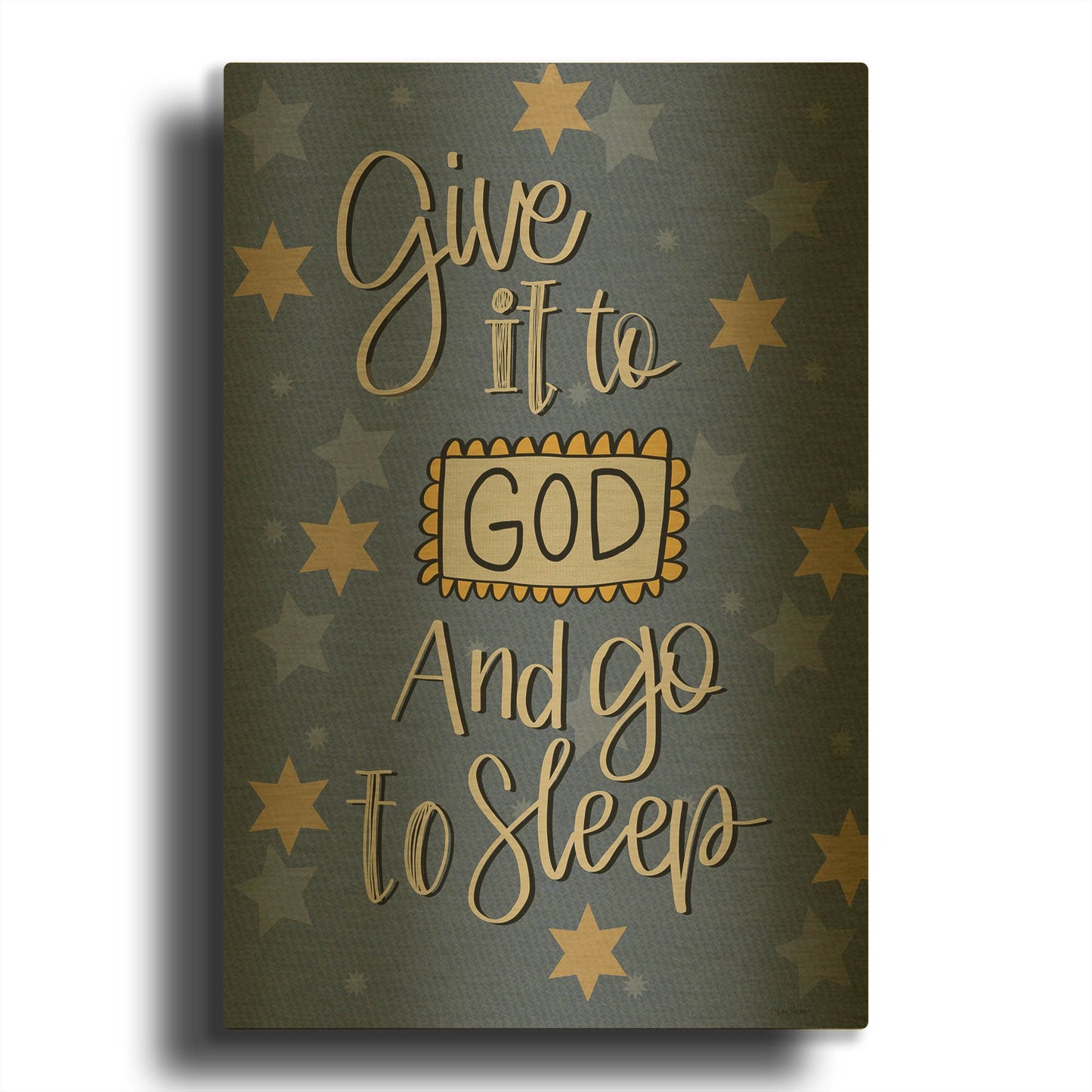 'Give It to God And Go to Sleep' By Lisa Larson Gold Metal Wall Art