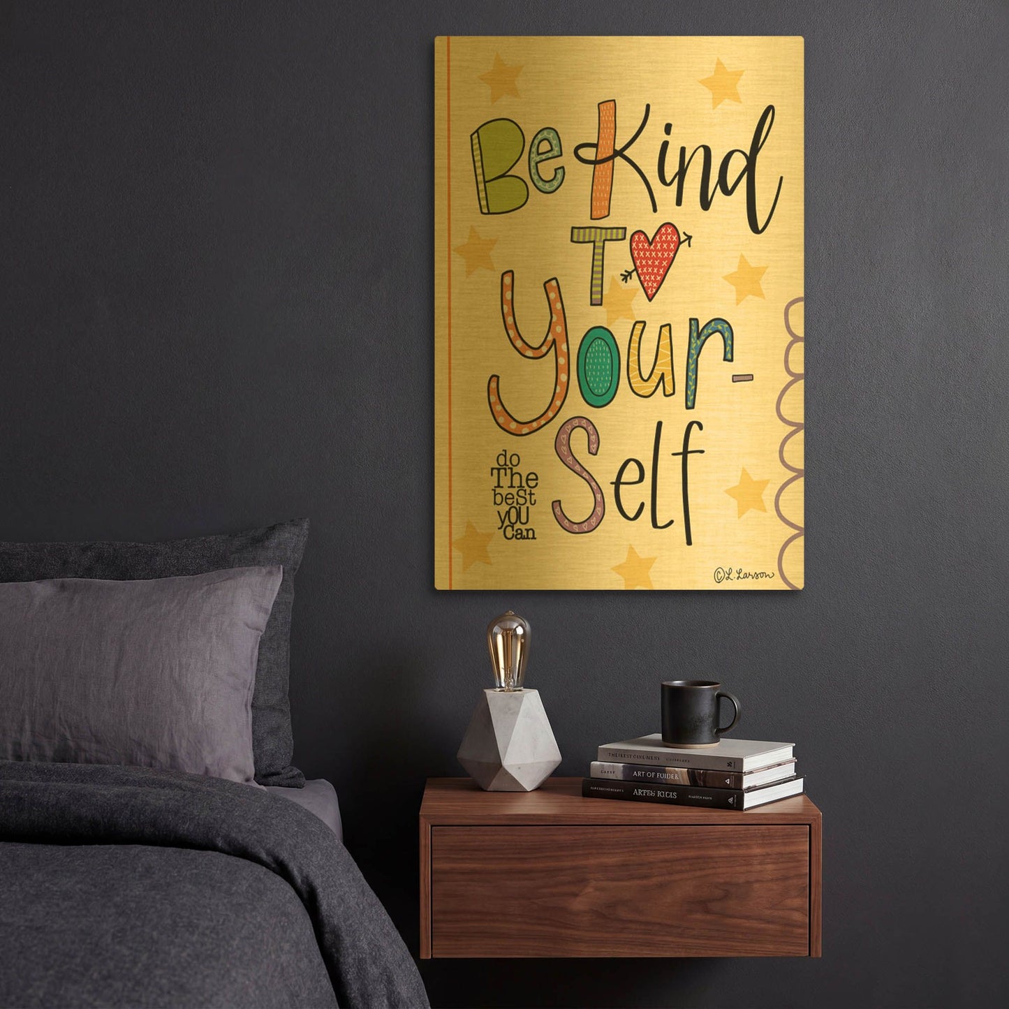 'Be Kind to Yourself' By Lisa Larson Gold Metal Wall Art