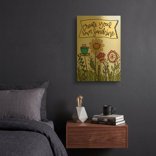 'Create Your Own Sunshine' By Lisa Larson Gold Metal Wall Art