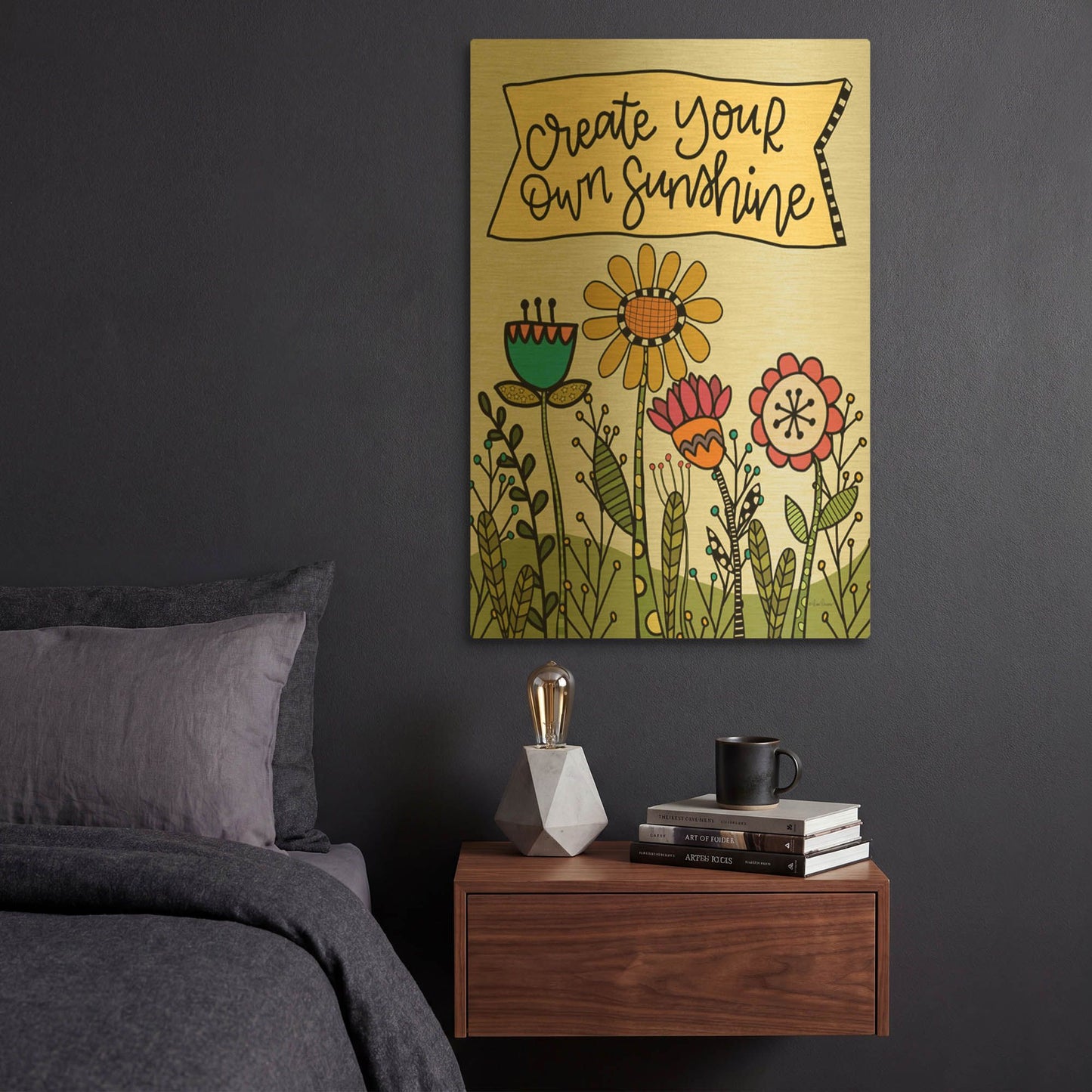 'Create Your Own Sunshine' By Lisa Larson Gold Metal Wall Art